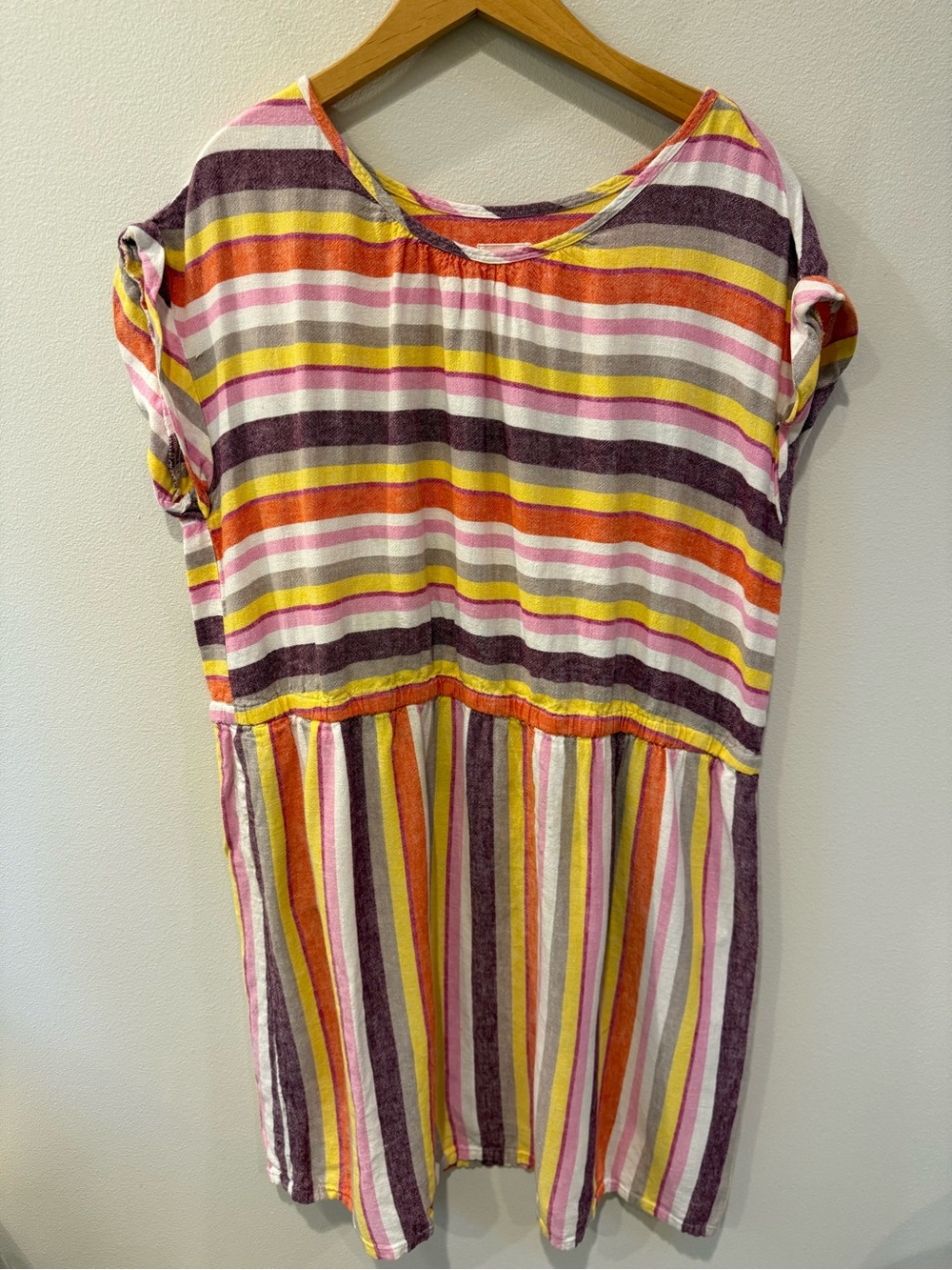 Caslon Linen Blend Striped Scoop-Neck Dress